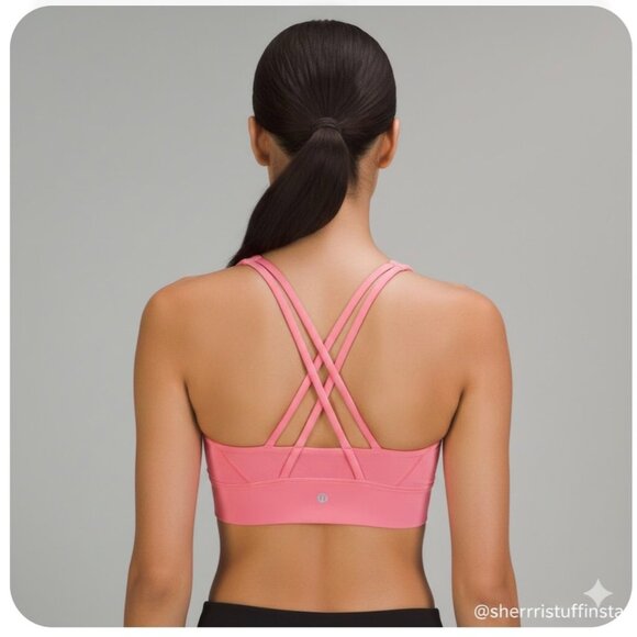 lululemon athletica Other - Like New Lululemon Energy Longline Yoga Bra Sakura Pink Strappy Sports Bra 10
